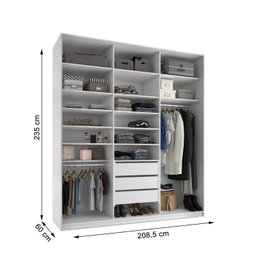 Closet Casal 100% MDF BP 208,5cm 3 Gavetas Sion - 3 Closet Casal 100% MDF BP 208,5cm 3 Gavetas Sion - 3