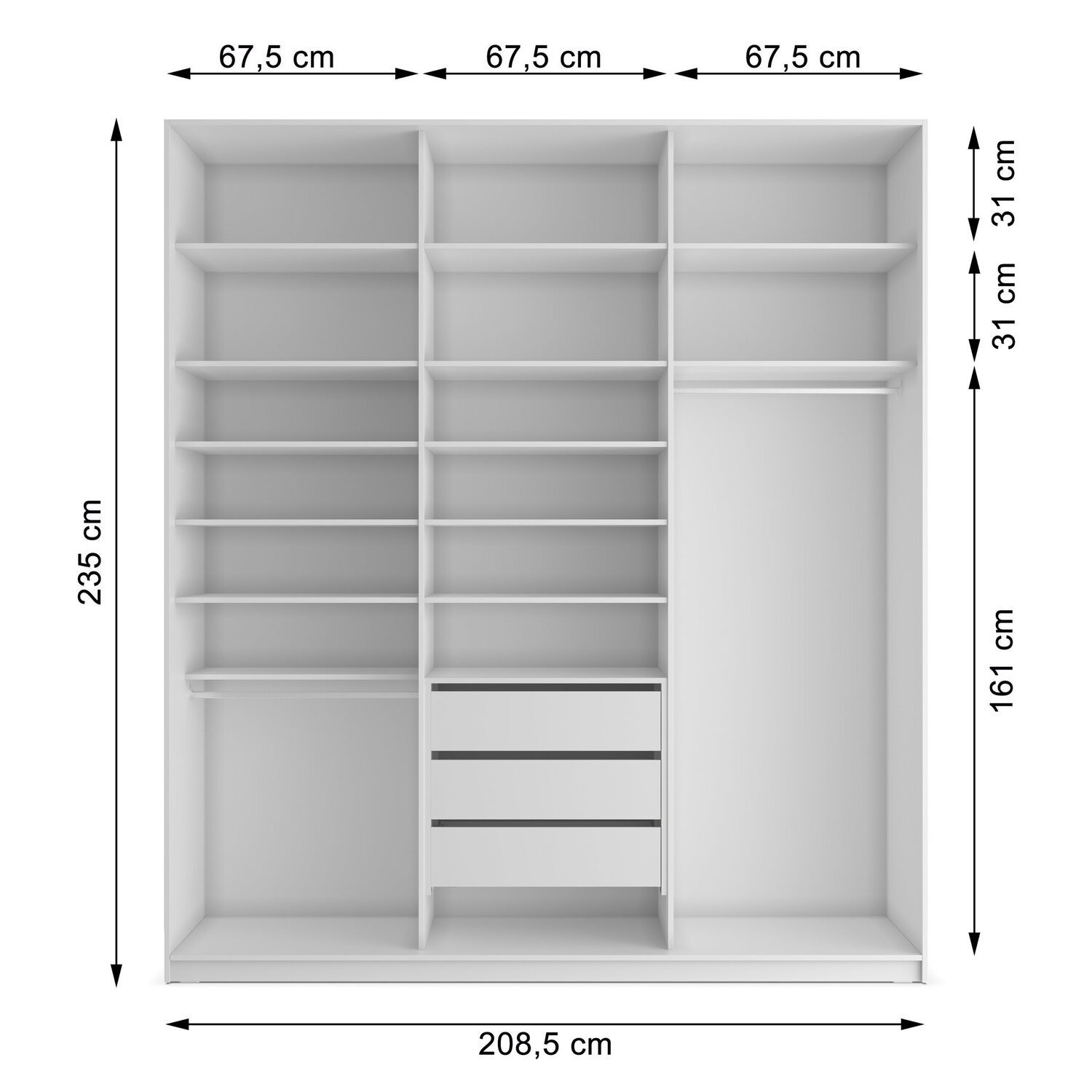 Closet Casal 100% MDF BP 3 Vaos 3 Gavetas Sion - 4