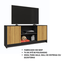 Ver imagem 4 de Rack para TV até 60 Polegadas com Nicho Espaçoso Life - Preto/Ripado