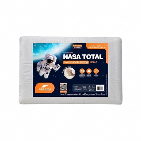 Travesseiro Nasa Total 13cm Viscoelástico Médio Fibrasca Branco