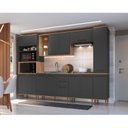 Ver imagem 1 de Cozinha Modulada Isabelle 6 Peças com Torre Quente para 2 Fornos Marrom/Freijó/Grafite