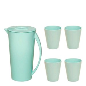 Kit Jarra Fresc 2,5l com 4 Copos Verde em Polipropileno Linha Tendência Vem
