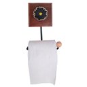 Ver imagem 2 de Kit Banheiro 3 Peças Toalheiro Cabideiro Porta Papel Papel com Flores Coloridas Cor Preto