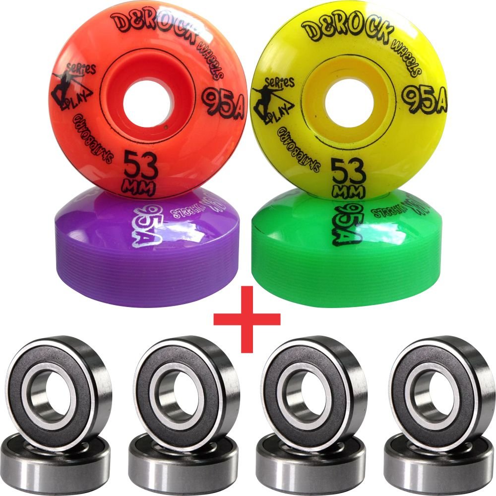 Roda De Skate Derock 53mm 95A Play + Rolamento - Play 53mm Color Laranja