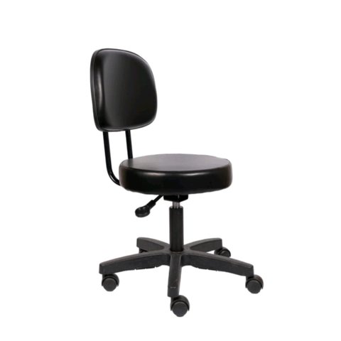 Cadeira Mocho com Encosto Secretaria com L Duplo com Regulagem de Altura Corano Preto