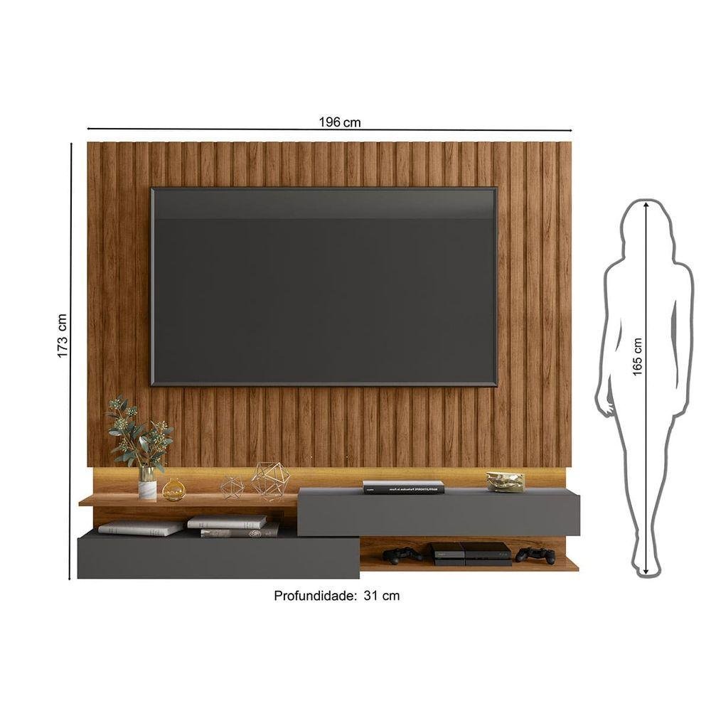 Painel para Tv até 75 com 1,96 X 1,73cm Felix Freijó-cinza Urbano - 2