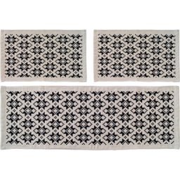 Tapete para Cozinha Kit 3 Peças com Tapete e Passadeira Lavável À Máquina Algodão Cru com Preto - 1