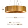 Lustre Pendente Anel Madeira Freijó e Acrílico - 70cm - 5