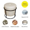 Ver imagem 4 de Puff de Ferro Decorativo Redondo para Sala Argola Ariel Bege:preto/linho