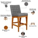 Ver imagem 7 de Kit 03 Banqueta Baixa Cozinha Bancada Bar Sala Jantar Fixa Mila L02 Linho Cinza Escuro - Lyam Decor