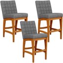 Ver imagem 3 de Kit 03 Banqueta Baixa Cozinha Bancada Bar Sala Jantar Fixa Mila L02 Linho Cinza Escuro - Lyam Decor