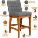 Ver imagem 4 de Kit 03 Banqueta Baixa Cozinha Bancada Bar Sala Jantar Fixa Mila L02 Linho Cinza Escuro - Lyam Decor