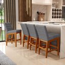 Ver imagem 3 de Kit 03 Banqueta Baixa Cozinha Bancada Bar Sala Jantar Fixa Mila L02 Linho Cinza Escuro - Lyam Decor