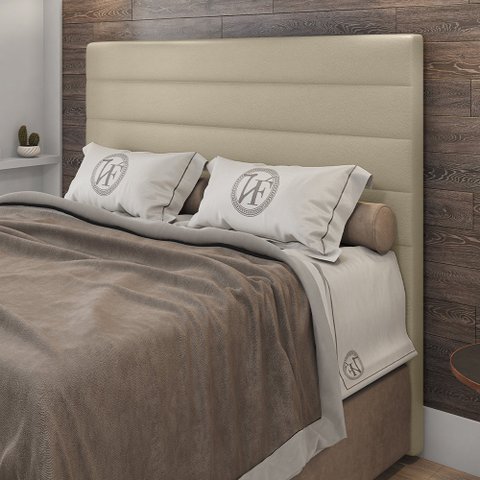 Cabeceira Casal Napoli 140cm Material Sintético Bege c/ Frame Italian Flex