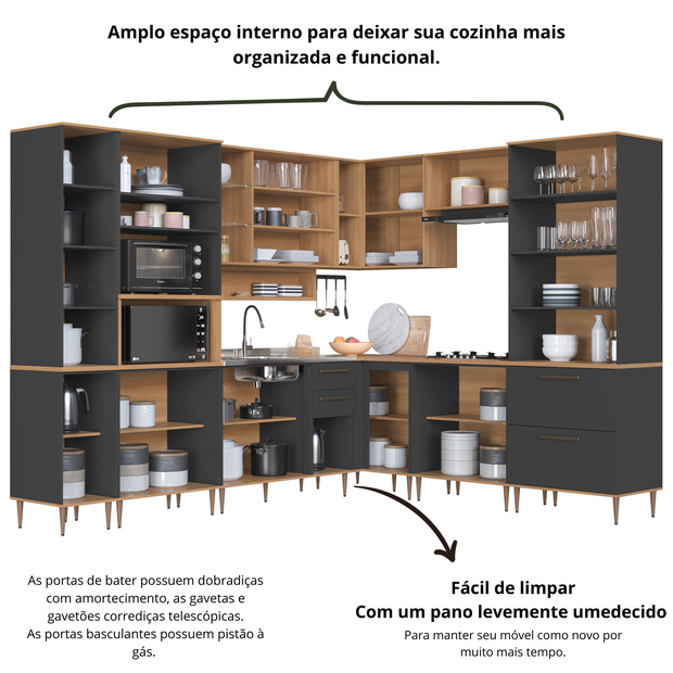 Cozinha Modulada Completa 10 Peças Isabelle com Paneleiro Torre