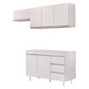Ver imagem 1 de Cozinha Planejada Lux 3 Peças 100%mdf com Balcão Gabinete Tampo 120cm 3 Gavetas Branco - Desk