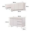 Ver imagem 7 de Cozinha Planejada Lux 3 Peças 100%mdf com Balcão Gabinete Tampo 120cm 3 Gavetas Branco - Desk
