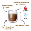 Ver imagem 3 de Kit 2x Caneca Vidro Duplo Xícara Parede Dupla Café Chá 260ml