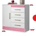 Ver imagem 3 de Cômoda para Quarto 4 Gavetas e 1 Porta Sonho Branco/Rosa