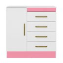 Ver imagem 2 de Cômoda para Quarto 4 Gavetas e 1 Porta Sonho Branco/Rosa
