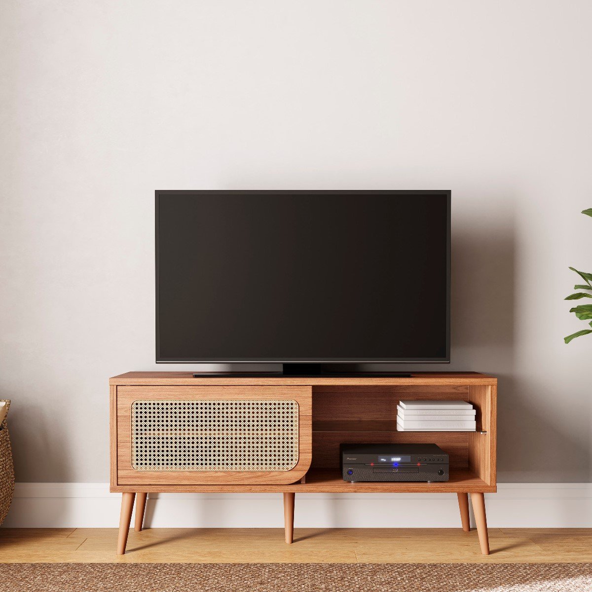 Rack para TV até 55 Polegadas Retrô com Pés 1 Porta Correr 100% MDF - 1