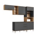 Ver imagem 3 de Cozinha Modulada Compacta Isabelle 4 Peças com Torre Quente para 2 Fornos Cinza/Freijo/Grafite