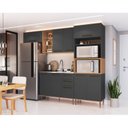 Ver imagem 1 de Cozinha Modulada Compacta Isabelle 4 Peças com Torre Quente para 2 Fornos Cinza/Freijo/Grafite