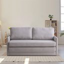 Ver imagem 1 de Sofá Cama Casal 2 Lugares Veludo Cinza Charlie 134cm