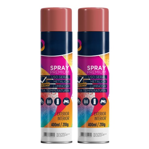 Tinta Spray 400ml Vermelho Uso Geral em Aço Ferro Gesso Cerâmica Couro | Universo | Kit 02 Un