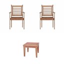 Ver imagem 1 de Conjunto 2 Poltronas Empilháveis e Mesa de Centro Madeira Maciça