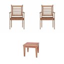 Ver imagem 1 de Conjunto 2 Poltronas Empilháveis e Mesa de Centro Madeira Maciça Marrom