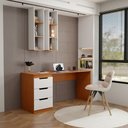 Ver imagem 3 de Mesa para Escritório Madri 3 Gavetas Branco/Freijó - Panorama Móveis
