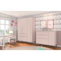 Cômoda Melinda 3 Gavetas e Portas Rosê com Pés - 2