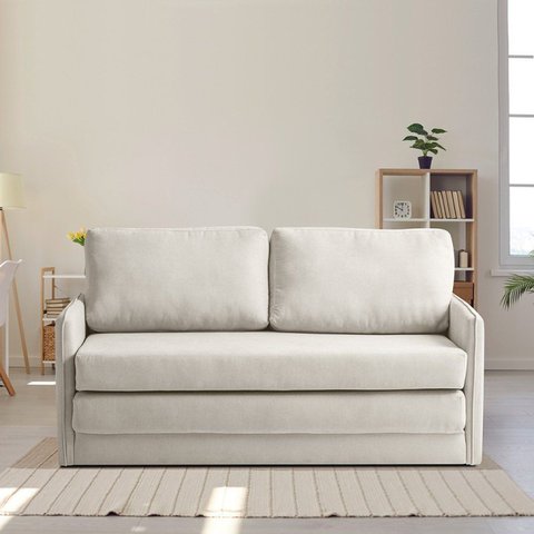 Sofá Cama 2 Lugares 153x68x86cm Charlie Bege/Veludo