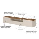 Ver imagem 5 de Rack Suspenso 180cm 2 Portas 1 Gaveta David Artely Marrom Off White