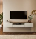 Ver imagem 1 de Rack Suspenso 180cm 2 Portas 1 Gaveta David Artely Marrom Off White