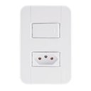 Ver imagem 1 de Conjunto 4x2 com 1 Interruptor Simples 10a 250v e 1 Tomada 2p+t 10a 250v Tramontina Tablet Branco Tr