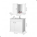 Ver imagem 4 de Jogo de Gabinete e Espelheira para Banheiro Lumara 3 Portas MDF 56cm Branco Oft Móveis