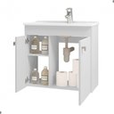 Ver imagem 3 de Jogo de Gabinete e Espelheira para Banheiro Lumara 3 Portas MDF 56cm Branco Oft Móveis