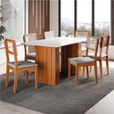 Ver imagem 2 de Conjunto de Mesa Sala de Jantar Ripada Tampo com Vidro 1,60m 6 Cadeiras Santiago Dobuê