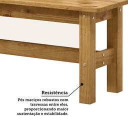 Banco 3 Lugares em Madeira Maciça 150cm Grimaldi Espresso Móveis - 6