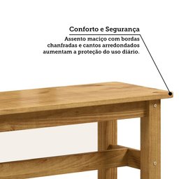 Banco 3 Lugares em Madeira Maciça 150cm Grimaldi Espresso Móveis - 5
