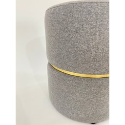 Puff Linho Cinza Escuro Cinta Dourada Kit 2 Ego Decor - 2