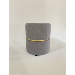 Puff Linho Cinza Escuro Cinta Dourada Kit 2 Ego Decor - 3