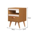 Ver imagem 4 de Kit 2 Mesas de Cabeceira para Quarto Estilo Retrô com Gaveta Nicho e Pés em Madeira - Naturale/Off