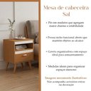 Ver imagem 3 de Kit 2 Mesas de Cabeceira para Quarto Estilo Retrô com Gaveta Nicho e Pés em Madeira - Naturale/Off