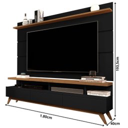 Rack com Painel 1.80 P/tv Ate 72 Polegadas Black Freijó Vivare Wood - 3