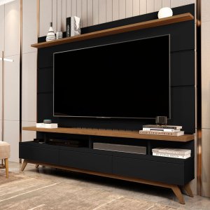 Rack com Painel 1.80 P/tv Ate 72 Polegadas Black Freijó Vivare Wood