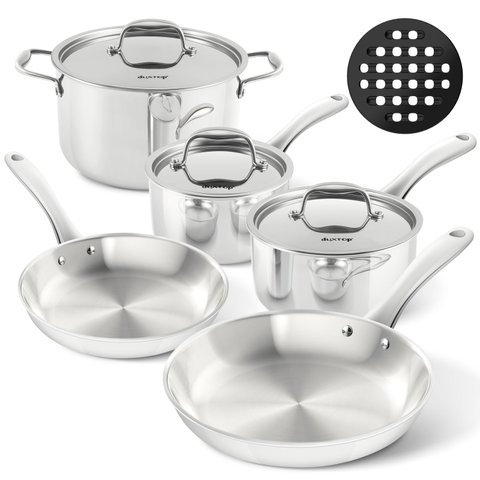 Duxtop Conjunto de Panelas Tri-ply Inox 9pc para Indução (aço Inox)