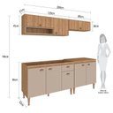 Ver imagem 3 de Cozinha Modulada Completa 4 Peças com 2 Armários Aéreos e Balcão para Pia Marti Yescasa Mel/Cinza